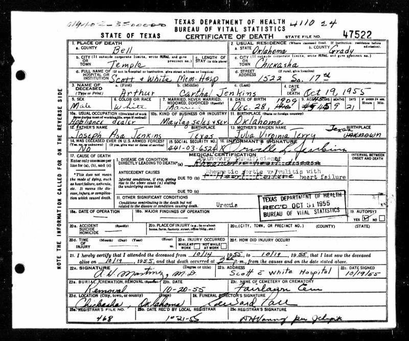 Texas, Death Certificates, 19031982
